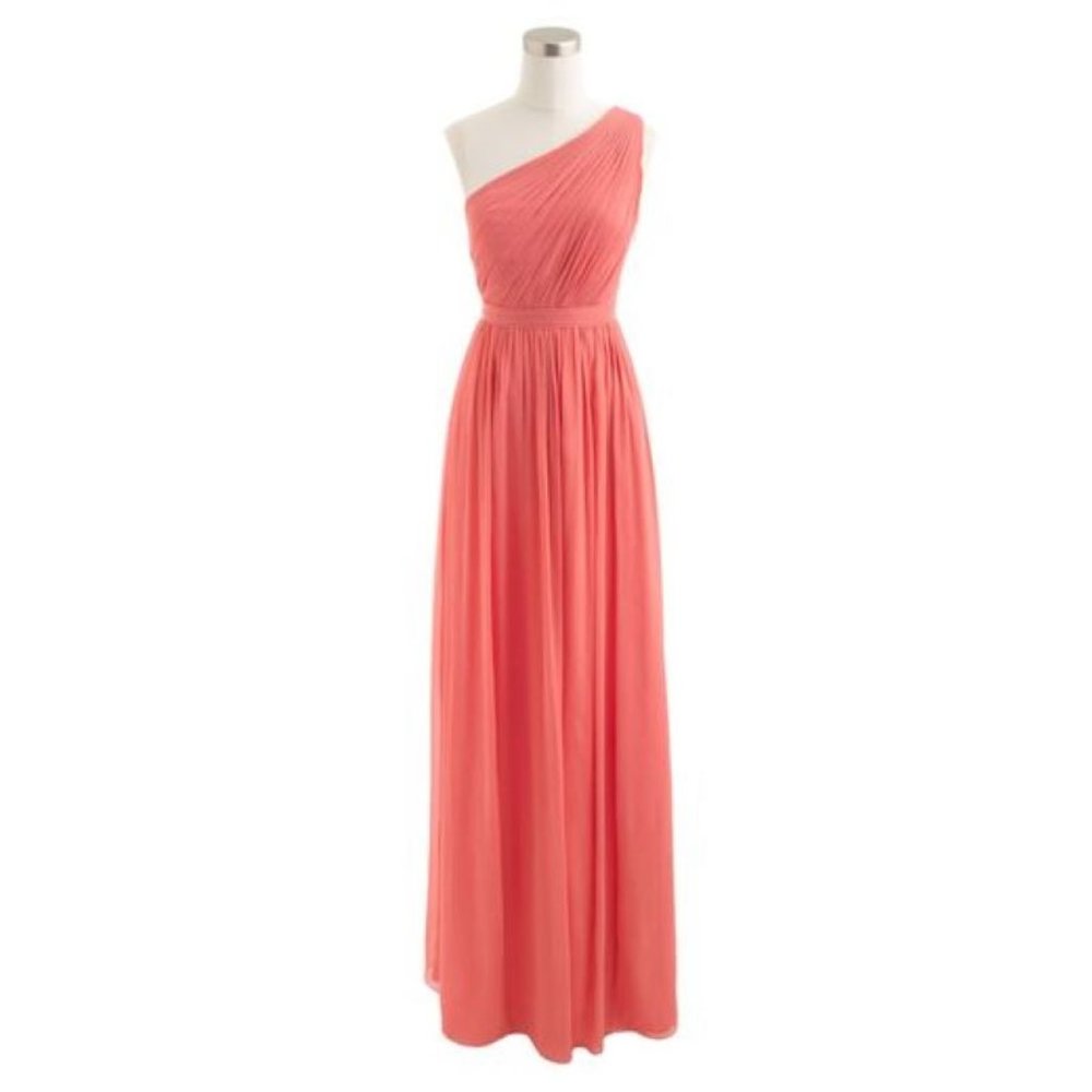 J Crew Kylie Full Length Coral Bridesmaid Dress, Size 16